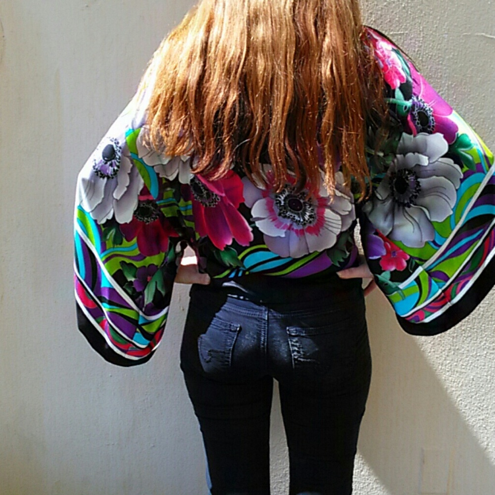 Colorful Silk Top By Cache, Size Small - image 4